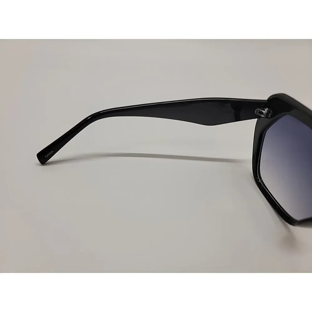 White House Black Market WHBM Women Sunglasses Black Cat Eye Geometric With Case